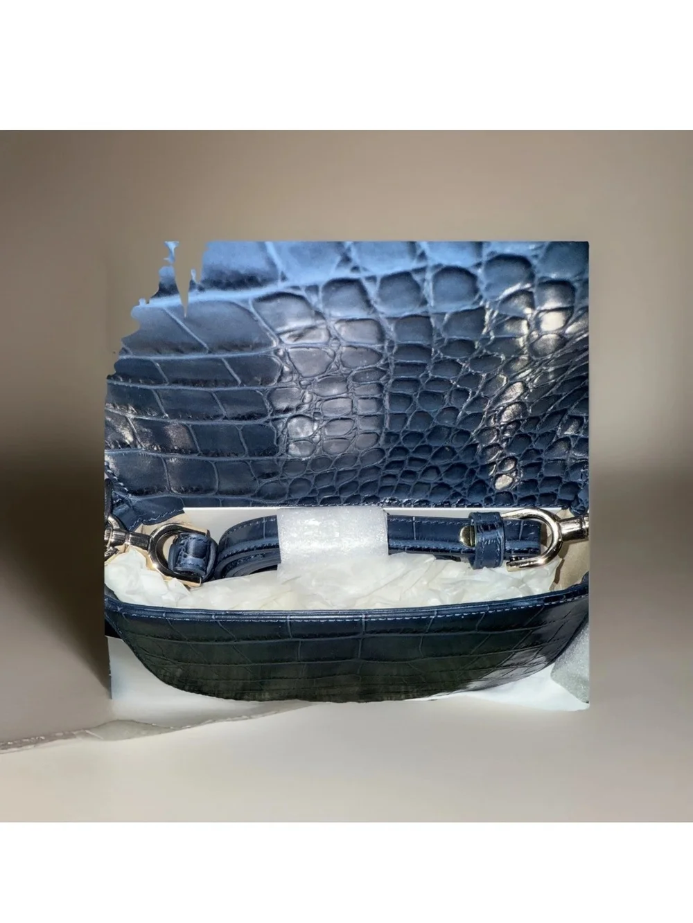 Brahmin Navy Leather Floral Embroidered Crossbody
